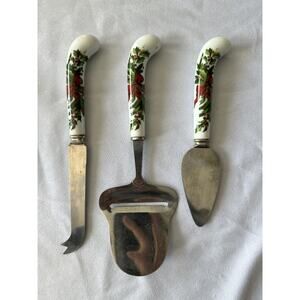 SET 3 - SHEFFIELD ENGLAND Christmas Holly Berry Stainless Cheese Slicer & Knife
